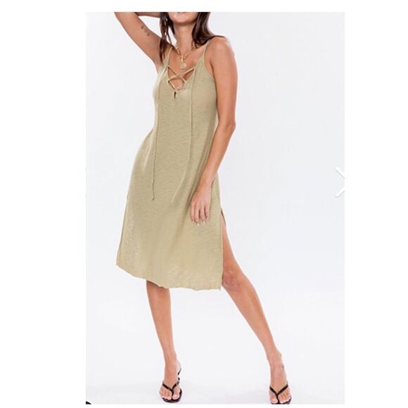 Michelle Lace-Up Front spaghetti strap black dress size S. New with tags - Picture 1 of 5